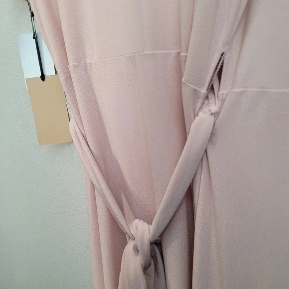 NWT Halogen Women's Wrap Dress Size XL Pink Polyester Solid Long Sleeves V-Neck - Picture 12 of 13